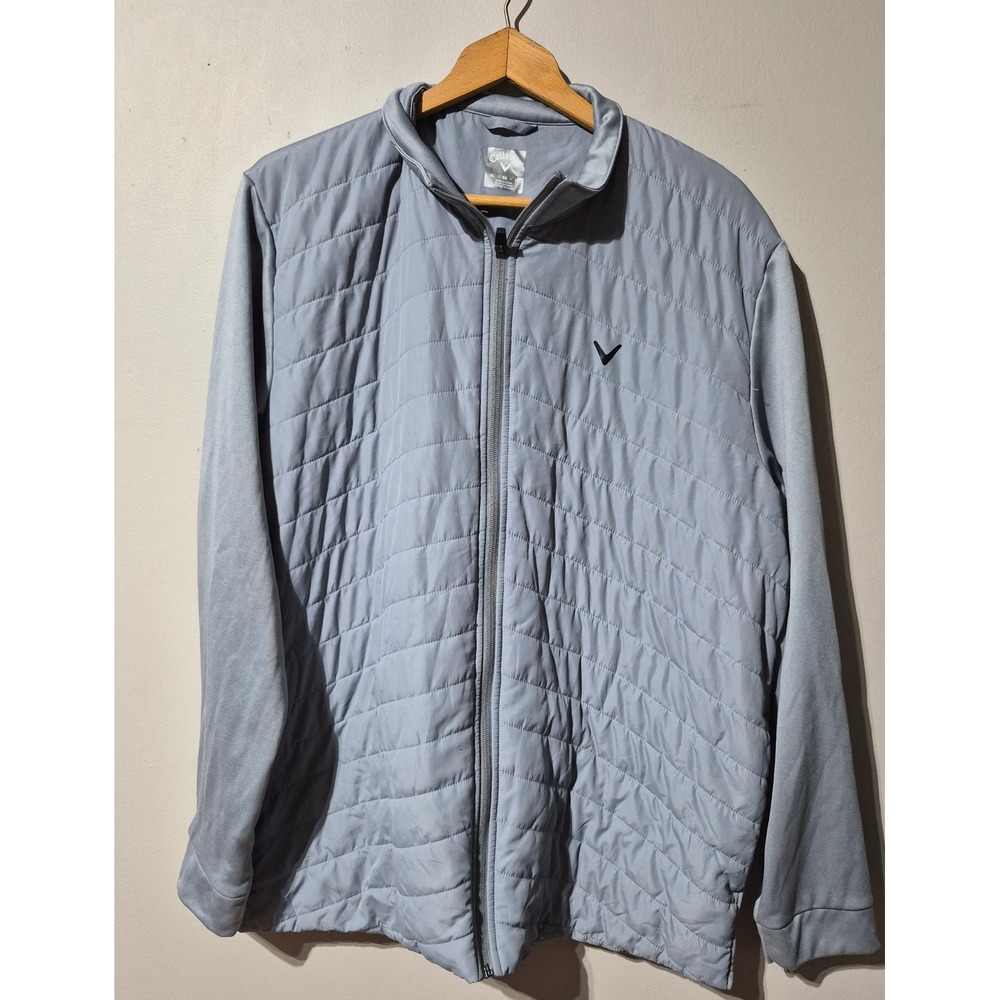 Callaway Golf Jacket Womens XL Light Blue Gray Quilted Hybrid Full Zip Mock Neck